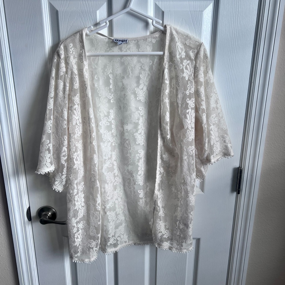 Express Ivory Lace‎ Kimono Cardigan Lightweight Open Front XS